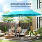 15' Outdoor Patio Umbrella with Twin Canopy Sunshade Steel Table Umbrella w/ Lift Crank, Cross base, Sandbag, Light Blue