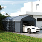 Metal Carport, Heavy Duty Garage Car Shelter with Galvanized Metal Roof and Removable Sidewalls, Light Grey - 12' x 20'