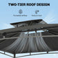 10' x 10' Gazebo, Soft Top Outdoor Gazebo with 2-Tier Roof, Metal Frame, Dark Grey