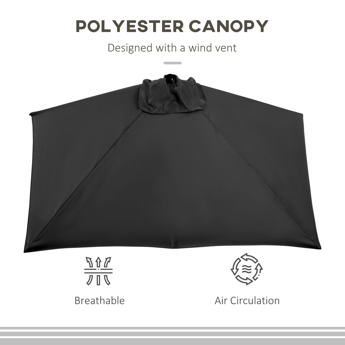 8ft Half Round Sun Shade Umbrella with 5 Ribs