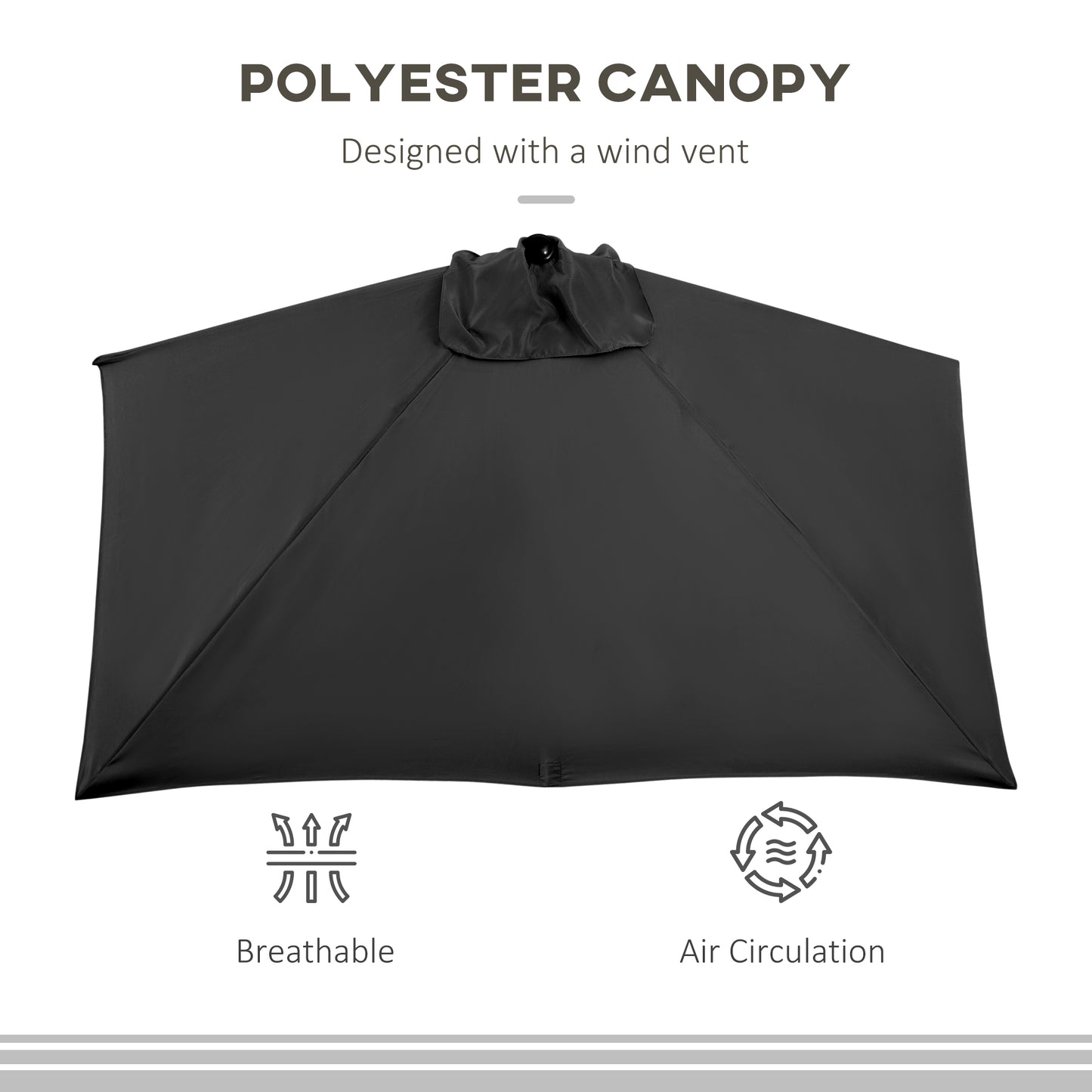 8ft Half Round Sun Shade Umbrella with 5 Ribs