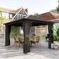 10' x 12' Outdoor Hardtop Gazebo Metal Roof Patio Gazebo with Aluminum Frame, Mesh Nettings, Dark Grey