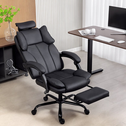 Reclining Executive Office Chair with Headrest and Footrest