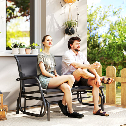 Grey Steel Sling Fabric Gliding Bench Swing
