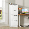 4 Drawer Filing Cabinet with Lock, Office Storage Cabinet with Adjustable Hanging Bars for A4 Letter Size Files, White