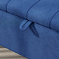 40" Ottoman with Storage, Linen Upholstered Storage Ottoman Bench with Steel Legs for Living Room, Bedroom Dark Blue