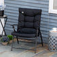 Foldable Lounge Chair, Fabric Upholstered Recliner, Outdoor Lounger with Armrest, Metal Frame for Backyard, Blue