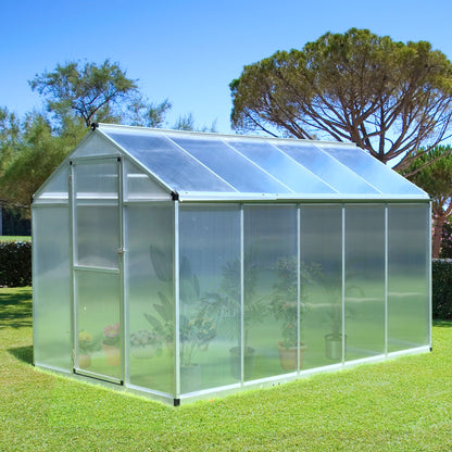 6' x 10' x 6.4' Silver Aluminum Polycarbonate Greenhouse