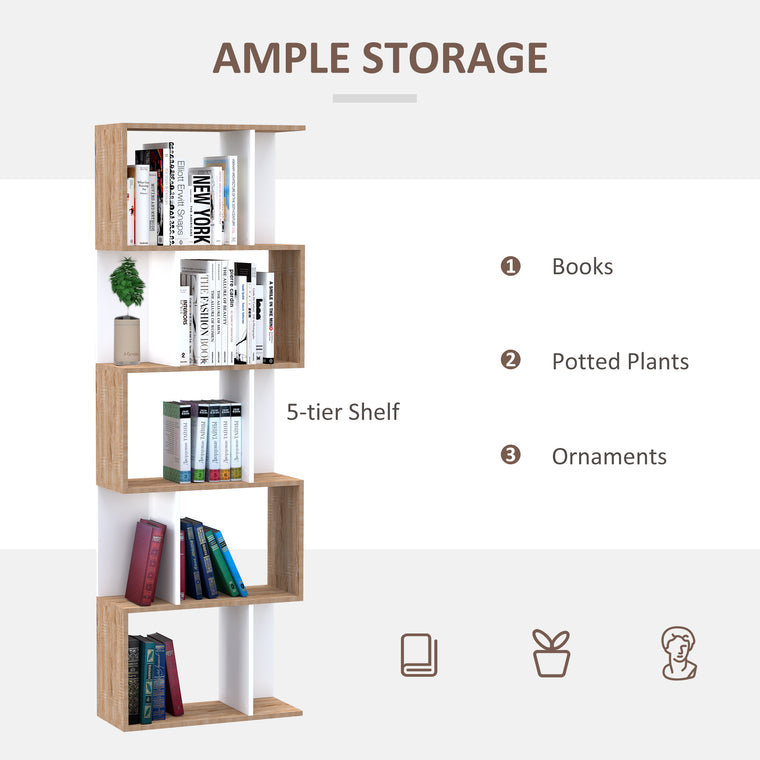 5-Tier Geometric Bookcase Room Divider