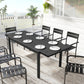 Expandable Patio Dining Table for 8-10 People, 60.6"/84.3" Aluminum Outdoor Dining Table with Adjustable Foot Pads