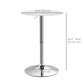 Modern Round Bar Table Adjustment Height Home Pub Bistro Desk Faux Leather Covered Wooden Top Chrome Base White