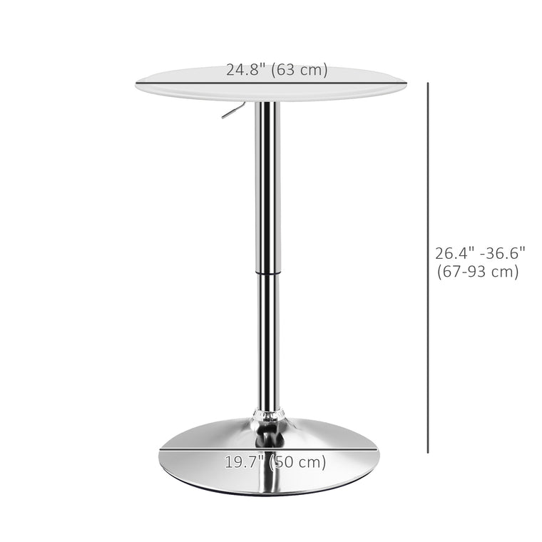 Round Adjustable-Height Bar Table - White