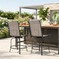 Outdoor Bar Stools Set of 2, 360° Swivel Bar Height Chairs, 26.8" x 29.5" x 48.4", Tan