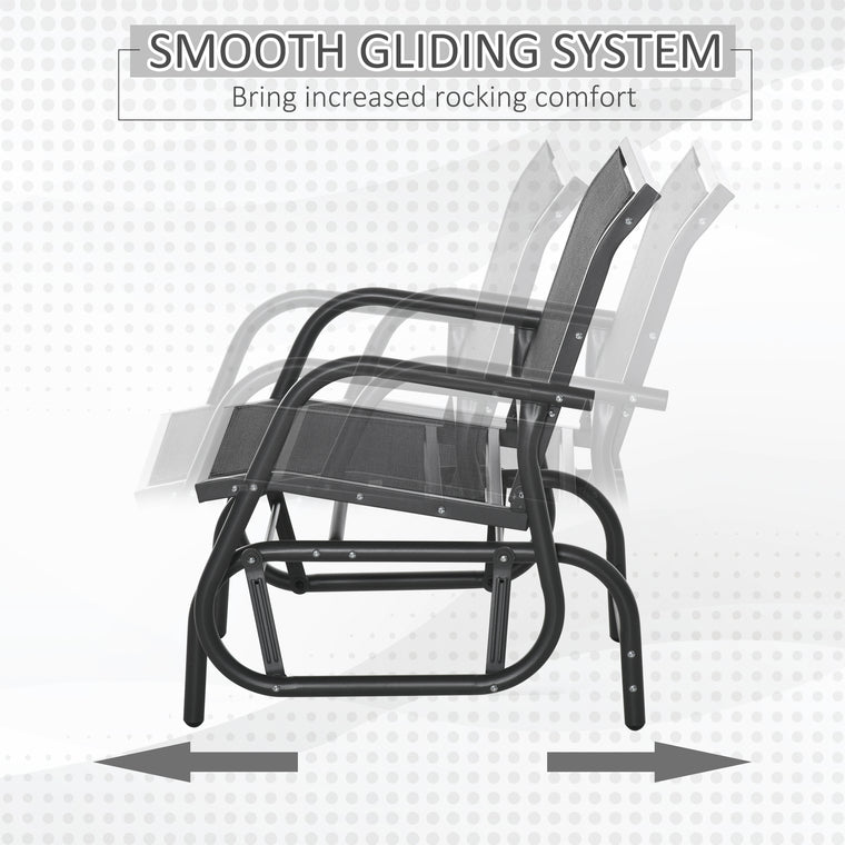 Glider Chairs with Mesh Seat and Metal Frame - Black