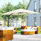 8' x 8' Cream White Offset Cantilever Umbrella with Cross Base