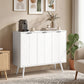 Modern Sideboard and Buffet, Dining Room Cabinet with Adjustable Shelves and 3 Doors, White
