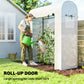 Mini Greenhouse, Portable Garden Green House with Roll-up Door and Mesh Windows, 6' x 2' x 6.6', White