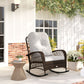 Outdoor Wicker Rattan Rocking Chair Patio Rocker with Thick Cushions for Garden Backyard Porch, Light Mixed Brown