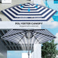Patio Sun Umbrella, Outdoor Parasol with 6 Ribs, Blue Stripes