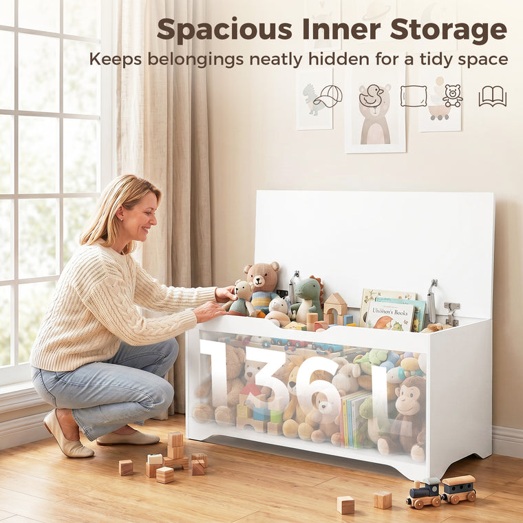 Lift-Top Storage Bench with Safety Hinges
