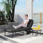 Folding Lounge Chair with 4-level Reclining Back & Cushion, Blue - Dark Grey
