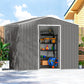 8' x 6' Outdoor Storage Shed, Metal Garden Tool Storage House with Lockable Sliding Doors and Vents, Light Grey