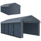 Metal Carport, Heavy Duty Garage Car Shelter with Galvanized Metal Roof and Removable Sidewalls, Light Grey