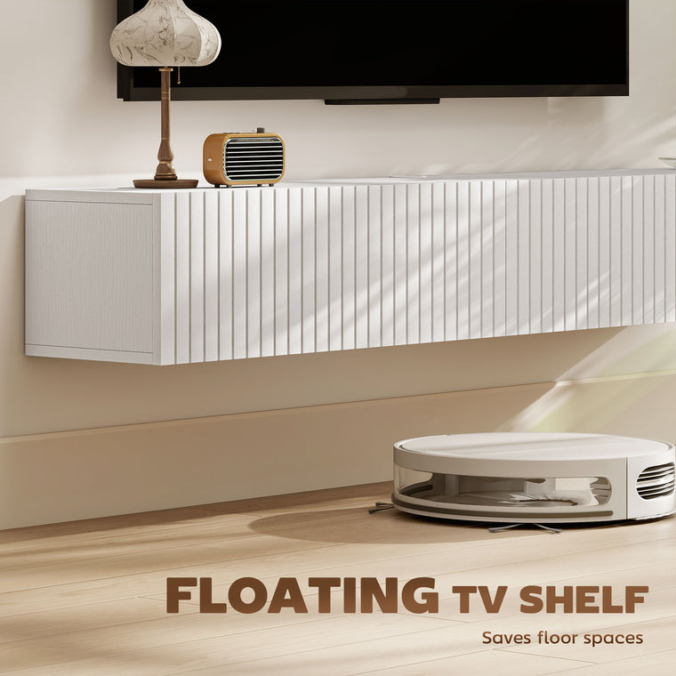 55" Floating TV Stand with Flip-Down Doors
