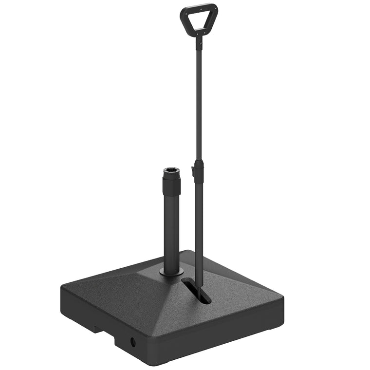 Black Plastic Square Umbrella Base with Wheels, Up to 121lb