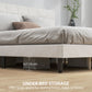 King Size Bed Frame with Upholstered Headboard, Modern Platform Bed Frame with Wood Slats, 1100 lbs Capacity, Cream