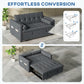 Pull Out Sofa Bed, Sleeper Sofa Couch with USB Ports, Small Linen Loveseat Futon Couch for Living Room, Dark Grey
