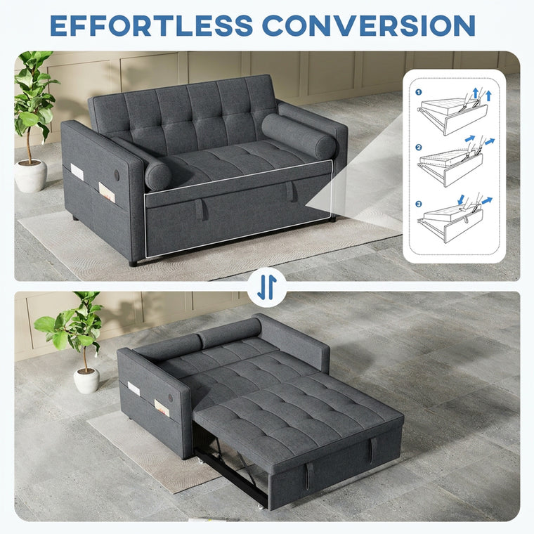Pull-Out Sleeper Loveseat with USB Ports
