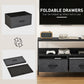 TV Stand with Charging Station, TV Table with 2 Foldable Linen Drawers and Open Shelf for 47 Inch Television, Black