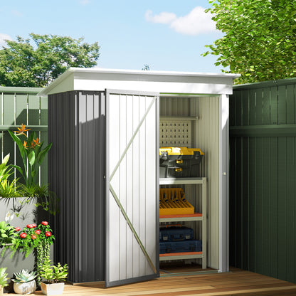 5' x 3' x 6' Steel Lean-To Storage Shed with Shelves and Lock