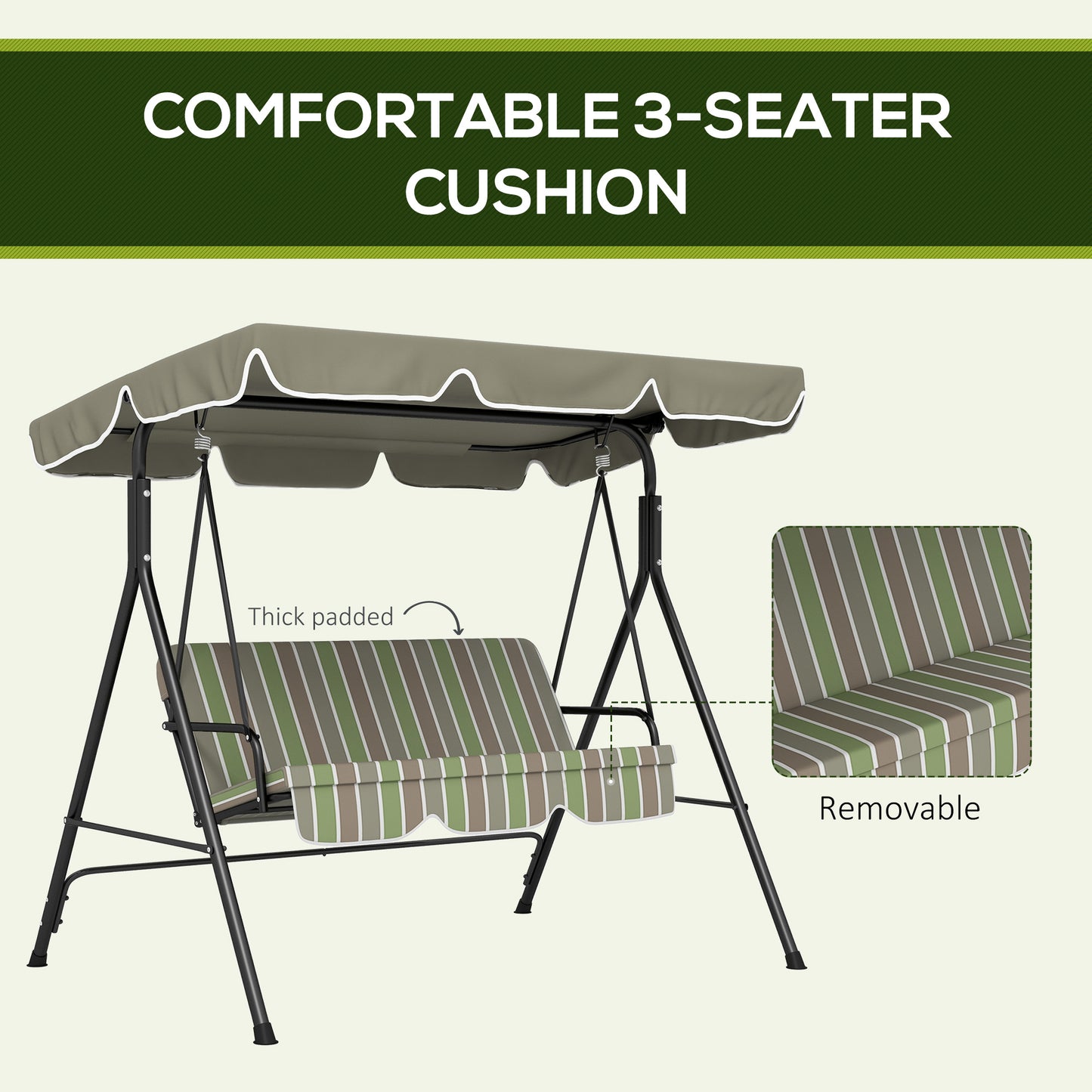 3-Seater Outdoor Porch Swing with Adjustable Canopy, Patio Swing Chair for Garden, Poolside, Backyard, Red