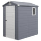 4.5' x 6' Garden Storage Shed with Latch Door, Vents, Sloped Roof, Light Grey