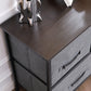 Linen Drawer Cabinet Organizer Storage Dresser Tower with 5 Removable Drawer Metal Frame Adjustable Feet for Living Room, Kitchen, Bathroom, Dark Grey