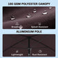 6.5x4ft Rectangle Patio Umbrella Aluminum Tilt Adjustable Garden Parasol Sun Shade Outdoor Canopy Coffee