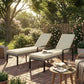 Chaise Lounge Chairs Outdoor, Set of 2 Wicker Patio Lounge Chairs with 5-Level Adjustable Backrest, Cushion - Cream White