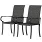 2 Piece PE Rattan Patio Dining Chairs with Steel Frame, for Garden, Backyard, Pool Side, Porch, Black