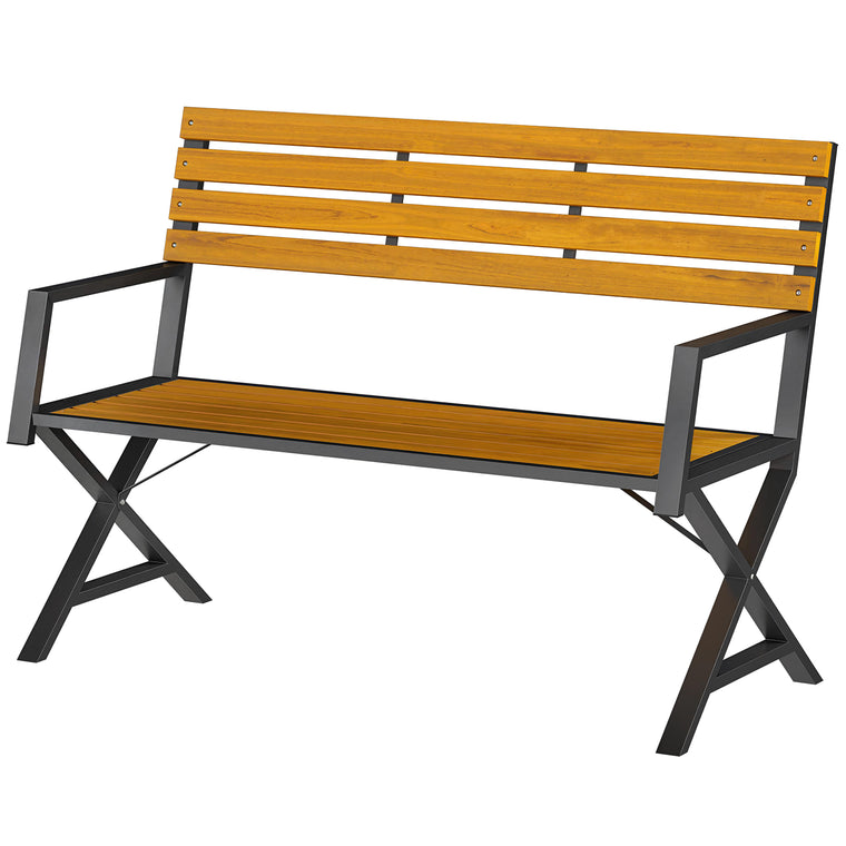 Garden Bench with Backrest and Armrests, 2-Person
