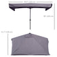 7.5ft Half Umbrella Semi Patio Parasol with Crank Handle, Top Vent for Garden, Balcony- NO BASE INCLUDED, Grey