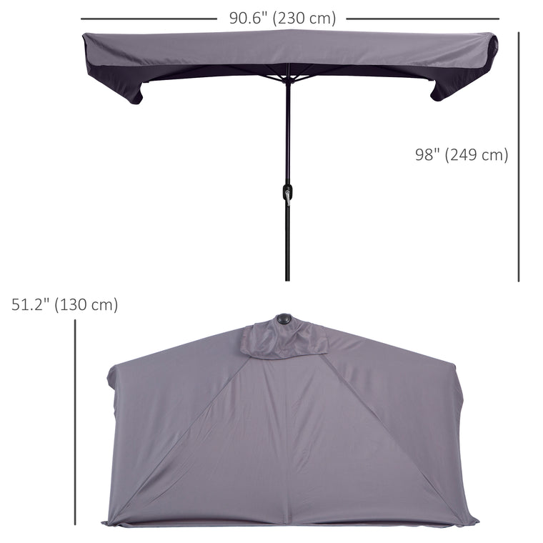 7.5ft Grey Half Parasol with Crank Handle & Top Vent