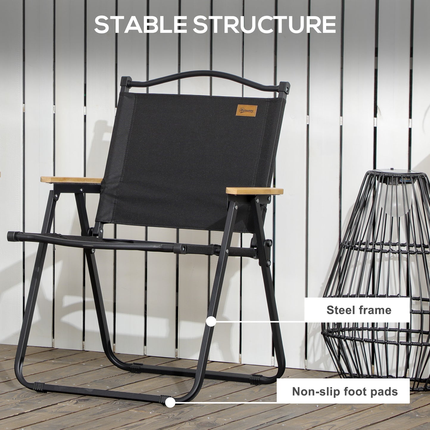Camping Chair, Lightweight Folding Chair, Portable Armchair, Excellent for Festivals, Fishing, Dark Grey