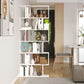 76" 6-Tier Geometric Wooden Bookcase S Shaped Storage Display Bookshelf Modern shelf Open Concept Living Room Home Office Furniture, White