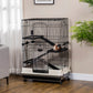 45"H Black 4-Level Guinea Pig Cage with Wheels & Ramp
