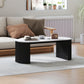 Coffee Table, Modern Marble-Effect Living Room Table with Round Corners and Thicken Legs, Black
