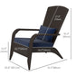 Patio Wicker Adirondack Chair, Outdoor Rattan Muskoka Chair with Cushions for Patio, Garden, Backyard Dark Blue