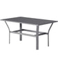 Outdoor Side Table with Slatted Tabletop, Metal Patio Coffee Table for Garden, Balcony, Dark Grey
