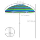 6ft Travel Beach Umbrella with Sand Anchor Height Adjustable Sun Umbrella with Tilt Bag 40+ UV Protection Multicolour